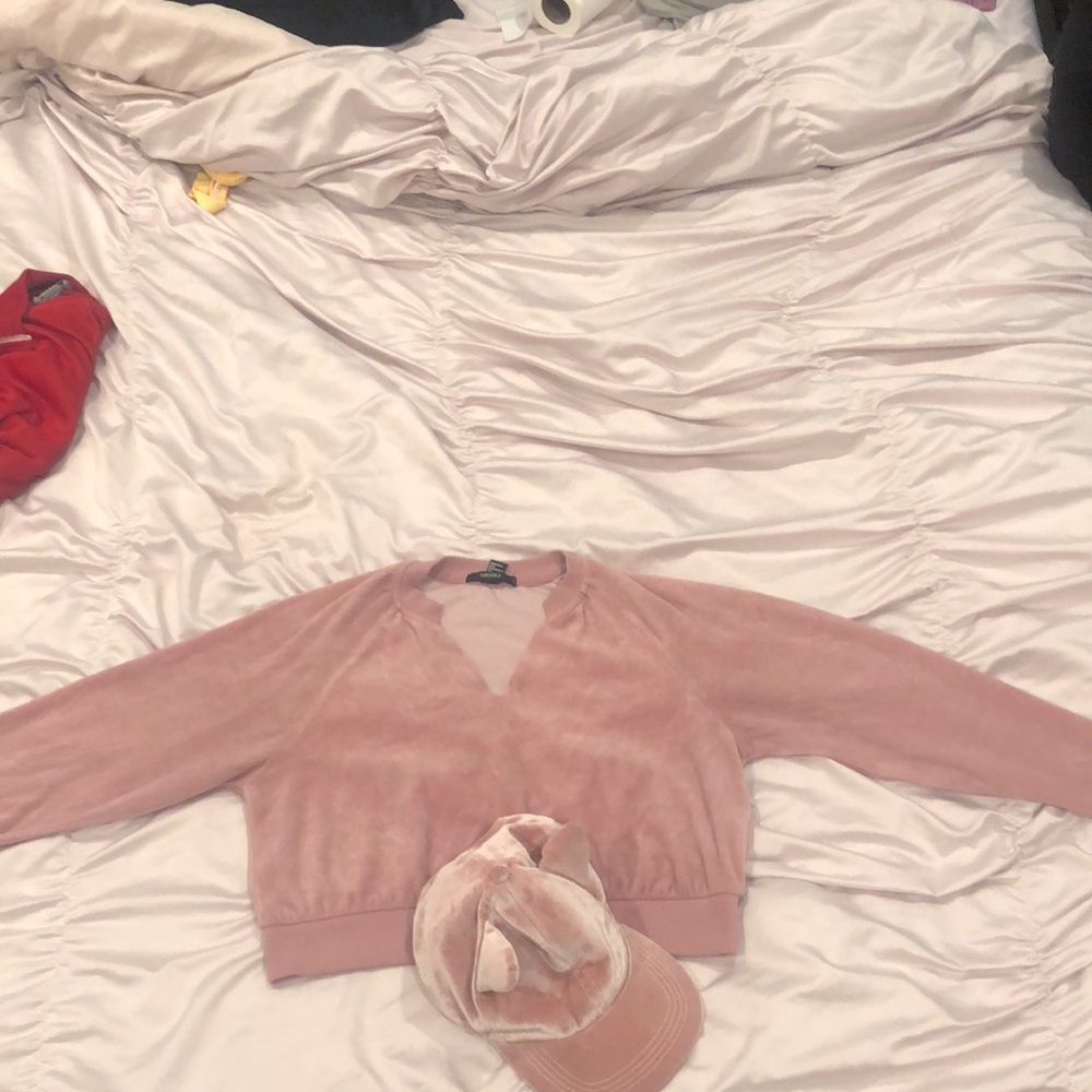 Velour sweater and hat set
